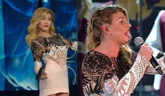 Sanremo: Virginia Raffaele è Belen, ma col vestito di Emma