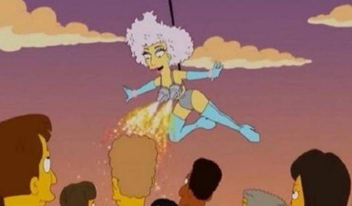 Super Bowl, i Simpson avevano predetto il volo d'angelo di Lady Gaga