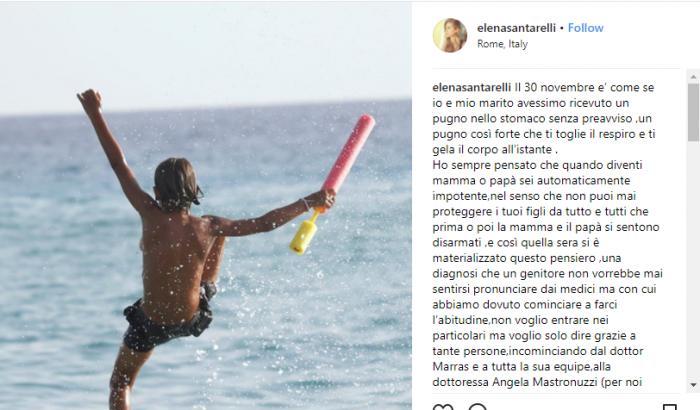 Elena Santarelli, il dolore su Instagram: mio figlio è tanto malato