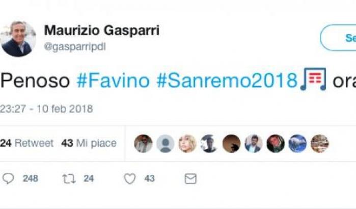 Sanremo, Favino parla di migranti e Gasparri si offende: penoso